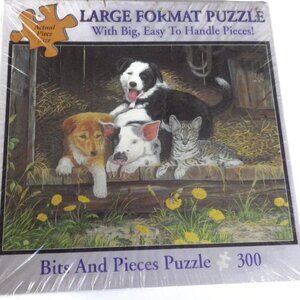 Large Format Jigsaw Puzzle/ 300 Pieces/ Dogs/ Cat/ Piglet